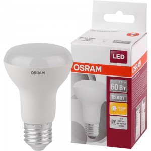 Светодиодная лампа OSRAM LED STAR, R63, 7Вт, E27, 600 Лм, 3000 К, теплый белый свет 4058075282629