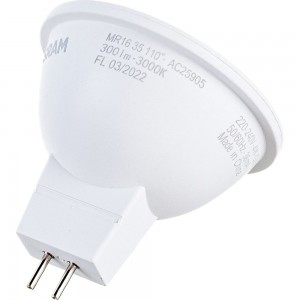 Светодиодная лампа OSRAM LED STAR, MR16, 4Вт, GU5.3, 300 Лм, 3000 К, теплый белый свет 4058075480407