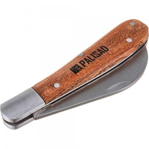 Садовый нож 170 мм, складной, изогнутое лезвие, деревянная рукоятка PALISAD 79001