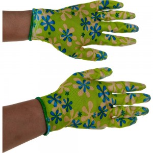 Садовые перчатки PALISAD из полиэстера, с нитриловым обливом, зеленые, M 67742