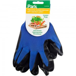Хозяйственные перчатки с нитриловым покрытием Park EL-N126, размер 9/L, цвет синий/черный, 001058