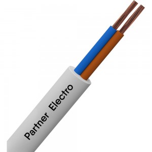 Провод Партнер-электро ПВСнгА-LS 2x1,5, ГОСТ, белый, 100м P021G-02N05MC-B100WT