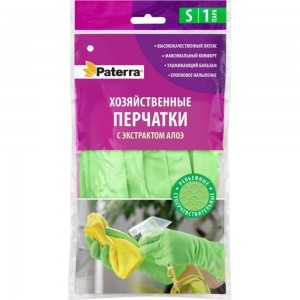 Резиновые перчатки PATERRA EXTRA KOMФОРТ с алоэ, р-р S 402-415