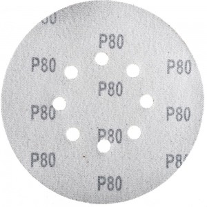 Круг шлифовальный на липучке (5 шт; 150 мм; 8 отверстий; Р80) PATRIOT 820010112