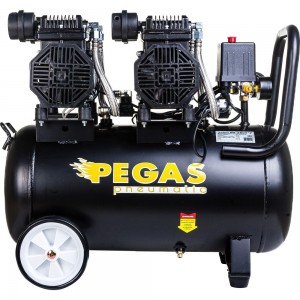 Малошумный безмасляный компрессор Pegas pneumatic PG-2800*2 проф серия 2.8кВт, 365 л/мин,50л 6621