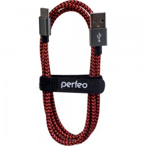 Кабель PERFEO USB2.0 A вилка - USB Type-C вилка черно-красный длина 3 м. U4902