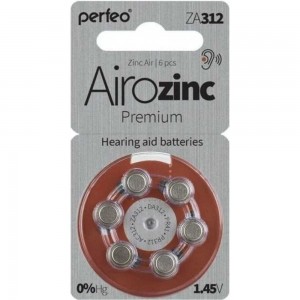 Батарейка для слуховых аппаратов PERFEO ZA312 6 шт блистер 30 010 662