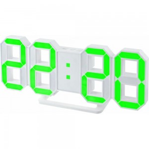 Часы-будильник Perfeo LED LUMINOUS белый корпус, зелёная подсветка 30010071