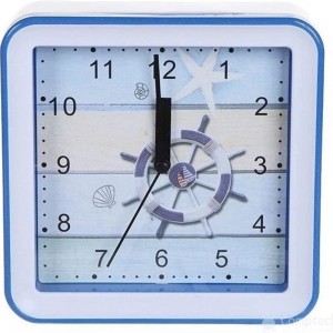Часы-будильник PERFEO Quartz квадратные, 14,8x14,8 см, на стену, штурвал 30015224