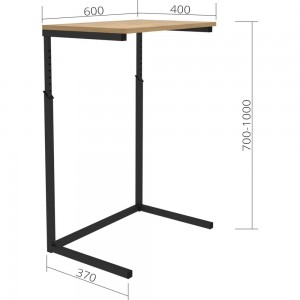 Приставной столик ПК МАГС РЕЗИДЕНТ с регулировкой высоты 60x40x70-100 см, черный матовый/бунратти СКЛ07-00008