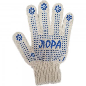 Хлопчатобумажные перчатки с ПВХ ПК Уралтекс ЛОРА, женский размер, 20 см, 10 класс, с ПВХ 