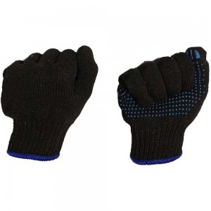 Хлопчатобумажные перчатки ПК Уралтекс «ПРИМА», черные, 7,5 класс, 6-нит., 24 см, с ПВХ 