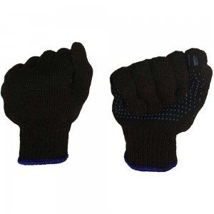 Хлопчатобумажные перчатки ПК Уралтекс ПРЕМИУМ, черные, 7,5 класс, 7-нит., 24 см, с ПВХ 