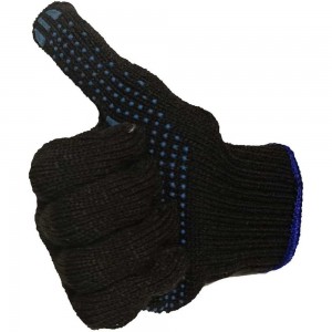 Хлопчатобумажные перчатки ПК Уралтекс ПРЕМИУМ, черные, 7,5 класс, 7-нит., 24 см, с ПВХ 