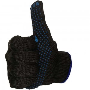 Хлопчатобумажные перчатки ПК Уралтекс КОМБИ, черные, 7-нит. 25 см, с ПВХ 