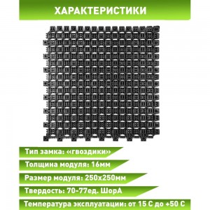 Грязезащитный коврик ПластФактор Optima Duos 16, двусторонний, цвет чёрный 6 модулей в комплекте 4630027111616