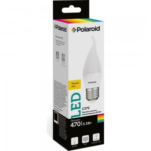 Светодиодная лампа Polaroid 220V C37S 5,5W 3000K E27 470lm PL-C37S55273