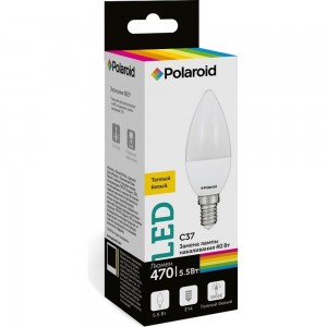 Светодиодная лампа Polaroid 220V C37 5,5W 3000K E14 470lm PL-C3755143