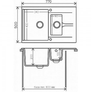 Кухонная мойка Polygran BRIG-770 (№16 Черный) 621404