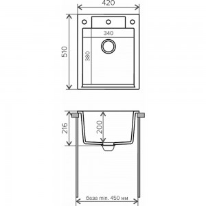 Кухонная мойка Polygran ARGO-420 (№16 Черный) 627321