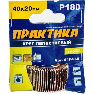 Круг лепестковый с оправкой (40х20мм; P180) ПРАКТИКА 648-960