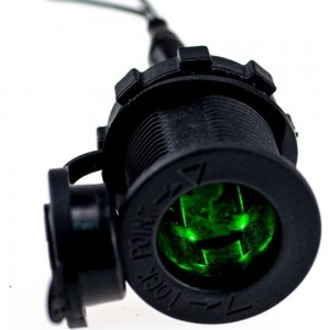 Разъем прикуривателя в авто Pro Legend врезной, 12-24 В, LED, зеленая подсветка PL9377