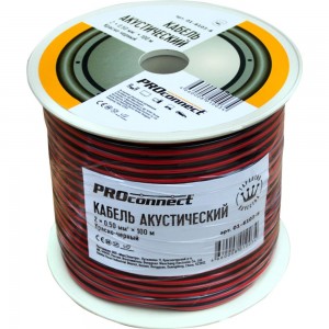 Акустический кабель 2х0.50 кв.мм, красно-черный, 100м PROCONNECT 01-6103-6