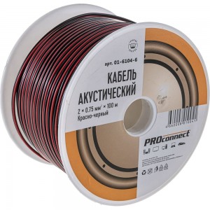 Акустический кабель 2х0.75 кв.мм, красно-черный, 100м PROCONNECT 01-6104-6
