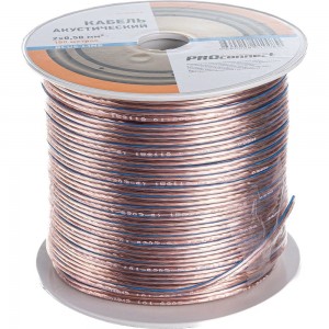 Акустический кабель 2х0.50 кв.мм, прозрачный, 100м PROCONNECT BLUELINE 01-6203-6