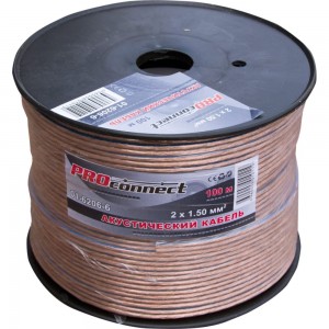 Акустический кабель 2х1.50 кв.мм, прозрачный, 100м PROCONNECT BLUELINE 01-6206-6