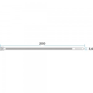 Кабельная нейлоновая хомут-стяжка PROconnect 200x3,6 мм, белая, упаковка 100 шт. 57-0200