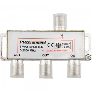 Делитель PROconnect ТВ х 3 под F разъём 5-2500 МГц СПУТНИК 05-6202-4