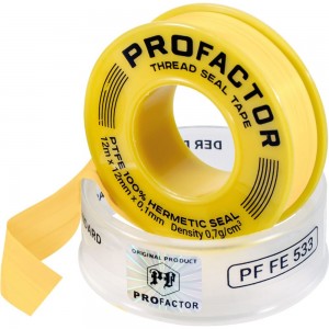 ФУМ лента PROFACTOR PF Professional желтая Ф55мм 12мм х 0,1мм х 12м PF FE 533