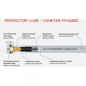 Угловая подводка PROFACTOR LUXE с полимерным покрытием, в/в 1/2, 40 см PF WFH 527.40