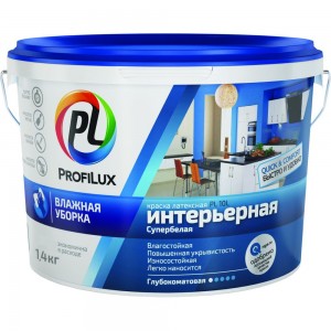 Латексная влагостойкая краска Profilux ВД PL 10L бел. 1,4кг Н0000004272