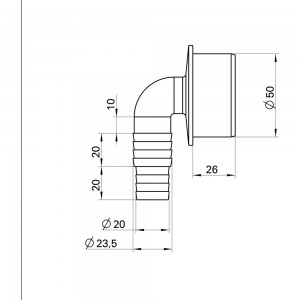 Переходник угловой для подключения сливного шланга Профитт 20x23x50, белый 2226094