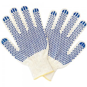 Трикотажные перчатки с ПВХ ПРОМПЕРЧАТКИ 5 нитей, 10 класс, белые, 10 пар ПП-27000/10