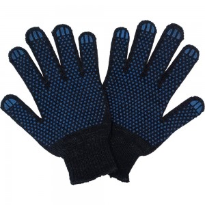 Трикотажные перчатки с ПВХ ПРОМПЕРЧАТКИ 5 нитей, 10 класс, черные, 10 пар ПП-27020/10