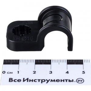 Пластиковая односторонняя крепеж-скоба для прямого монтажа Промрукав черная, в п/э, д 16, 50 шт PR13.0372