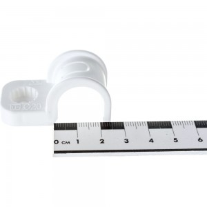 Пластиковая односторонняя крепеж-скоба для прямого монтажа Промрукав белая, в п/э, д 20, 50 шт PR13.0377