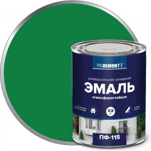 Эмаль PROREMONTT ПФ-115 ярко-зеленая, 0.9 кг Лк-00004484