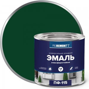 Эмаль PROREMONTT ПФ-115 зеленая, 1.9 кг Лк-00004465