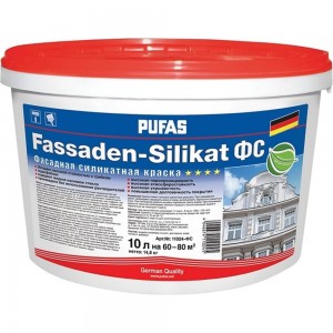 Фасадная силикатная краска Пуфас FASSADEN-SILIKAT основа D немороз.10л 14,7кг ФС тов-163653