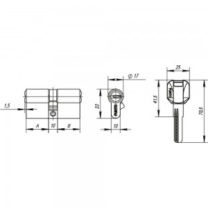 Цилиндровый механизм PUNTO Z400/70 mm 30+10+30 CP хром 5 кл. 35245