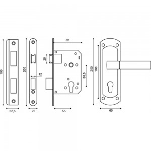 Врезной цилиндровый замок PUNTO KIT P25 5558 ORION SN/CP W/B 41717