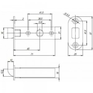 Защелка PUNTO PLASTPL45-R25 (PL45-R25) (врезная) SN матовый никель 41647