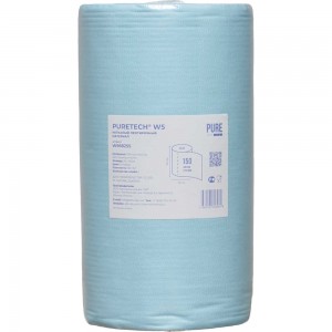 Нетканый протирочный материал Puretech W5 68г/м2, 1 слой, голубой, 25x30см, 150 л W568255
