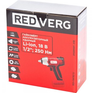Аккумуляторный ударный гайковерт REDVERG RD-IW18/U без аккумулятора, без з/у 6672861