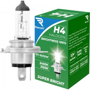 Галогенная лампа Rekzit Brightness 100% H4, 60/55 Вт, 12 В 90044
