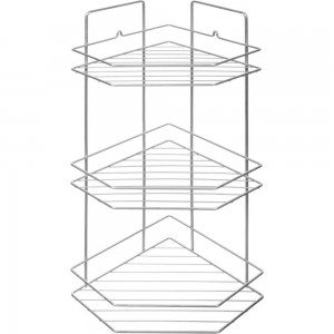 Полка для ванной РемоКолор угловая трапеция, 3 яруса, гальваника цинк, цвет хром 67-0-655